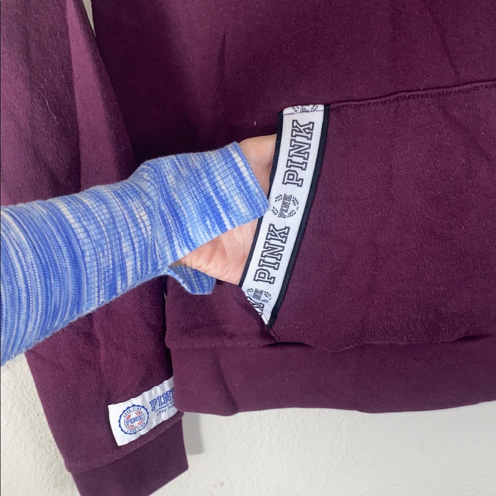 🎈PINK Victoria’s Secret Maroon Half-Zip Pullover with hood! - Picture 6 of 8